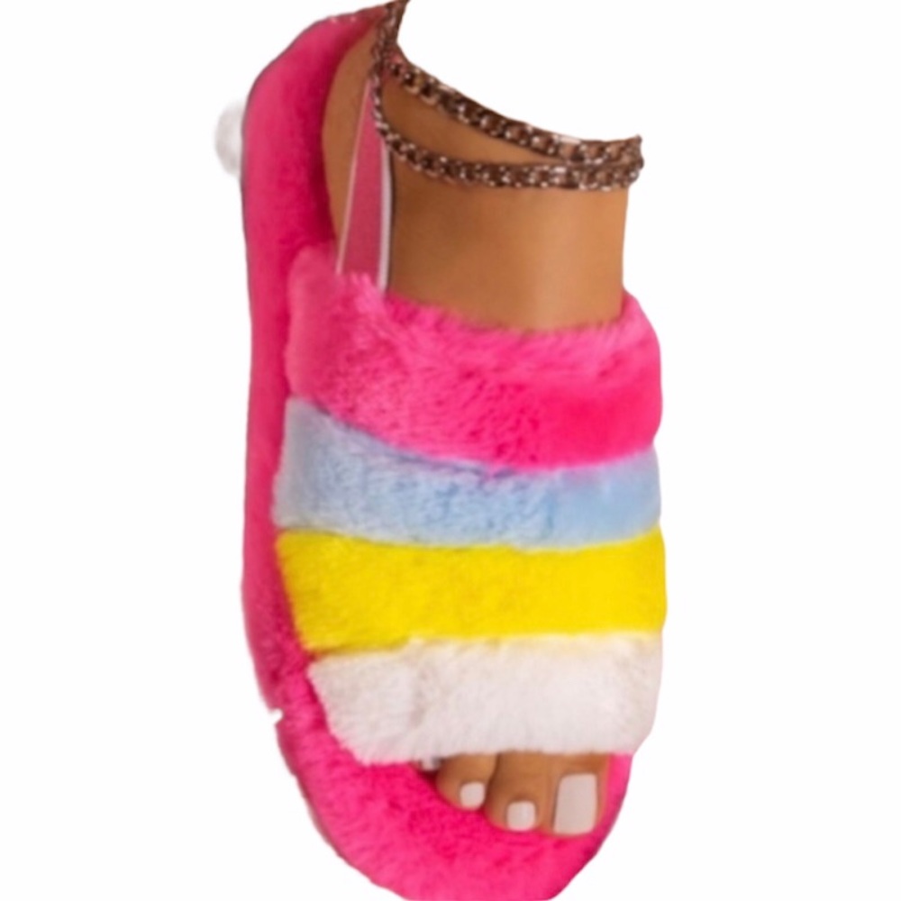 🛑BOGO🆕💲BEST SELLER💲Plush “Star-Burst Multi Hot Pink" Sandal